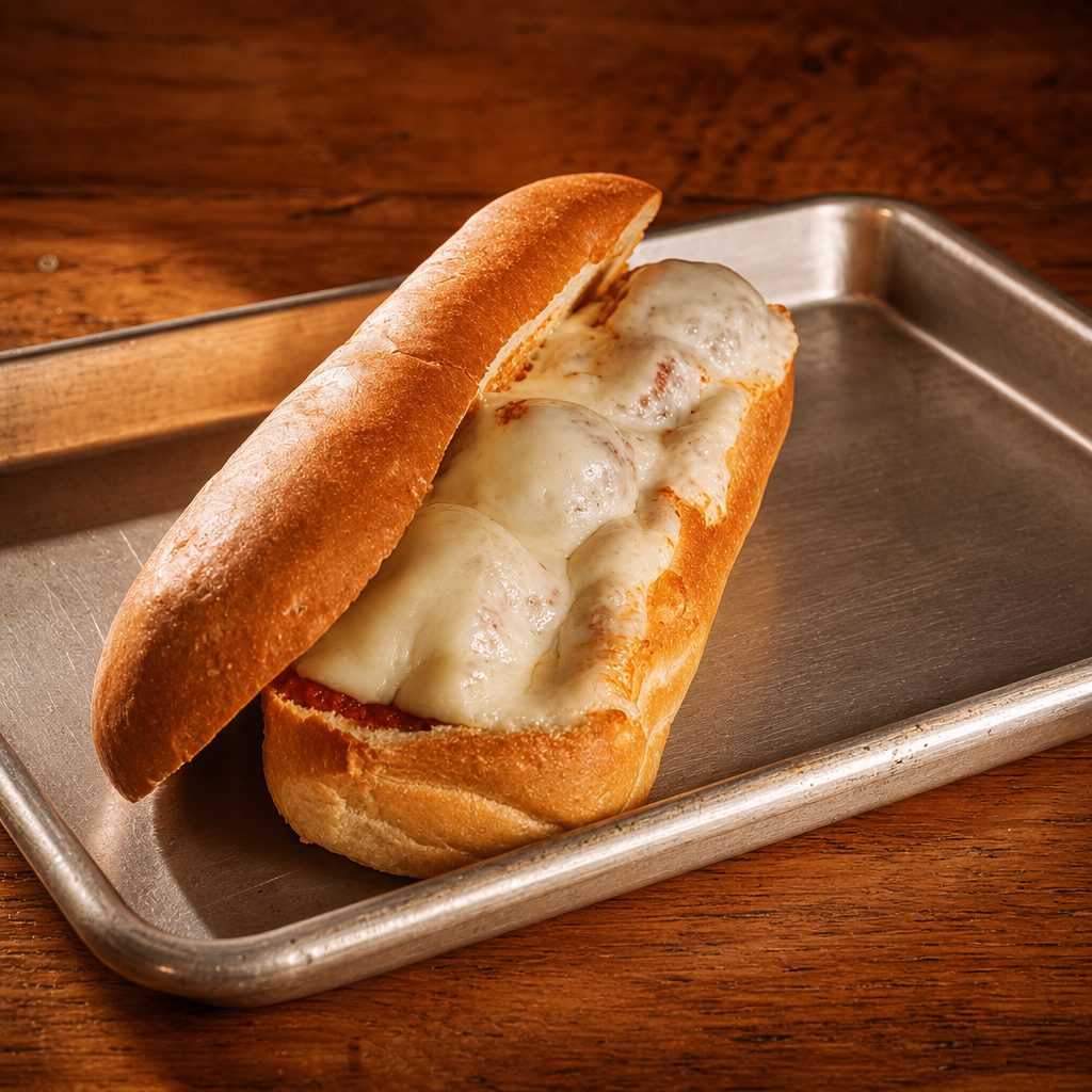 Meatball Parmigiana Sandwich.
